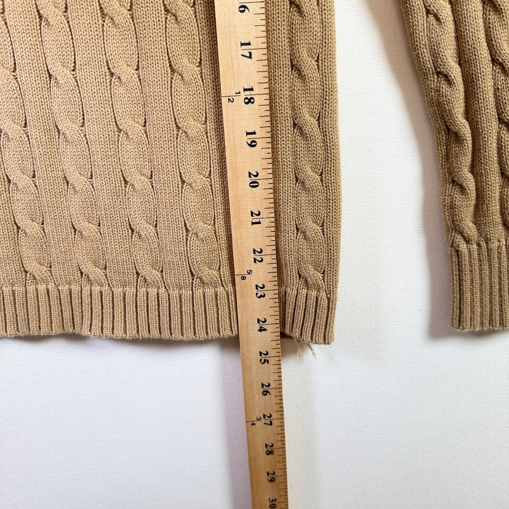 LAUREN Ralph Lauren Tan Cable Knit Button Shoulder Boat Neck Sweater Size S - Picture 5 of 5